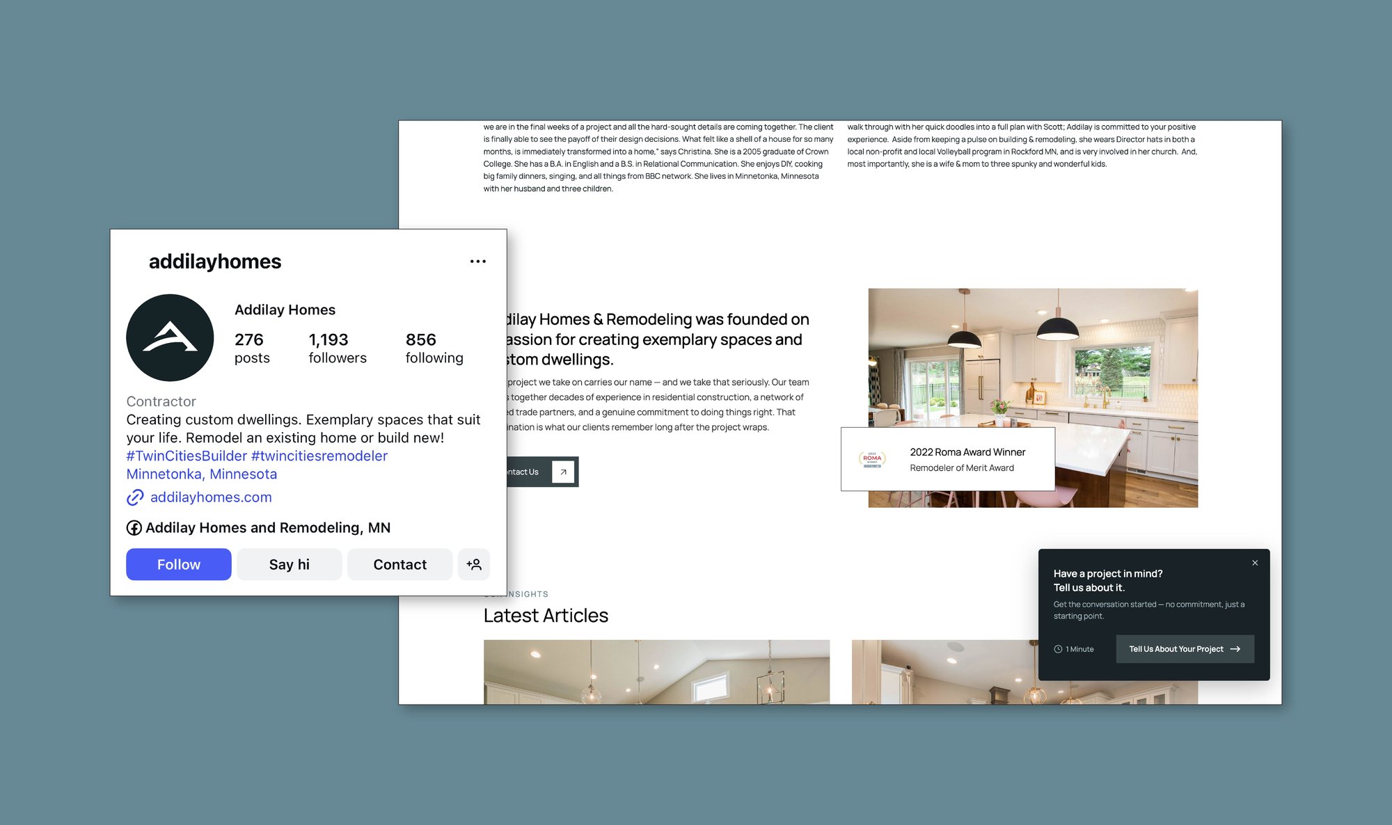 Addilay Homes web design